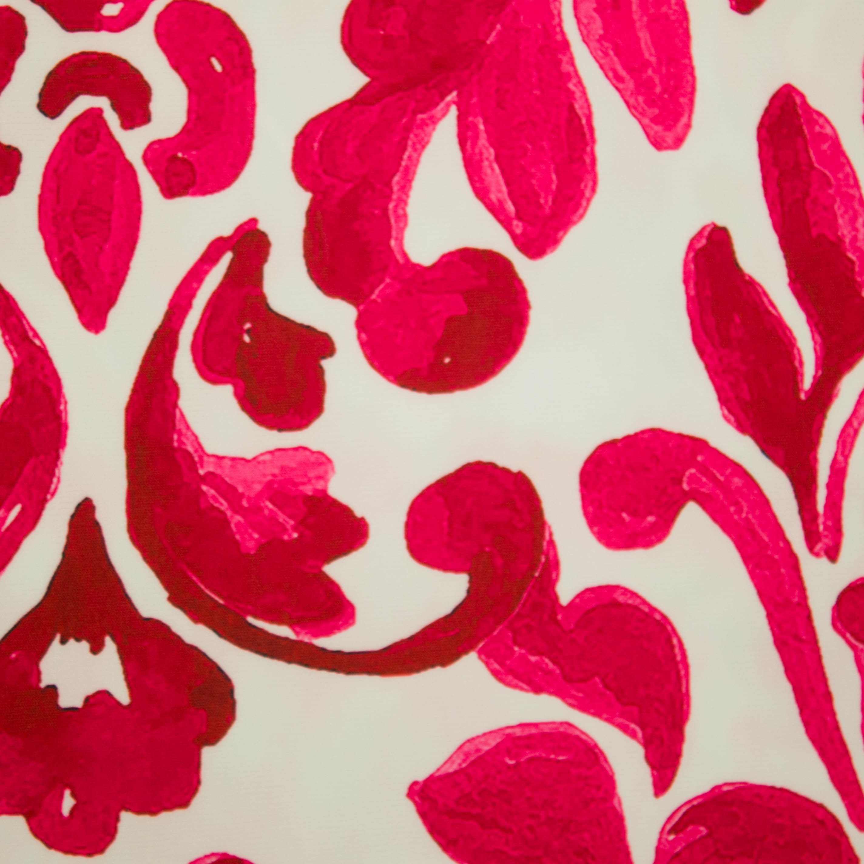 Polyester elastisch wit met roos motief